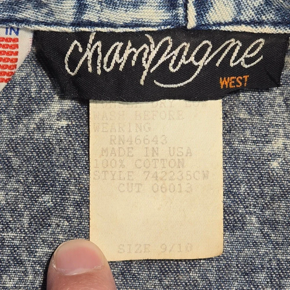 Champagne West Vintage 80s Acid Wash Denim Jacket and Skirt Set Blue Size 9/10 - Picture 6 of 15